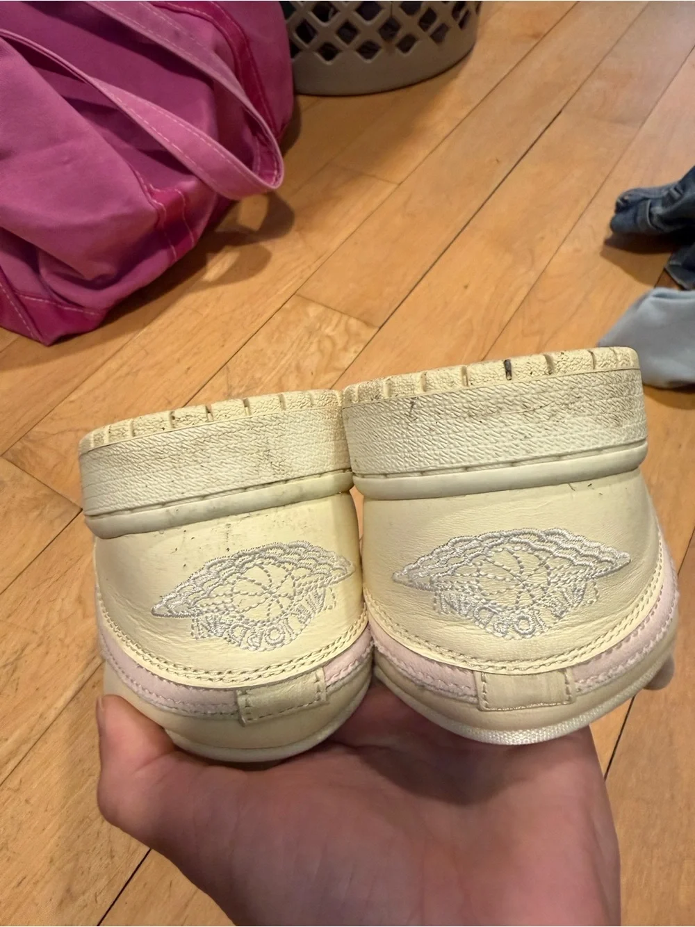 Air Jordan 1 Low SE Cream and Light Pink Low-Top Sneaker